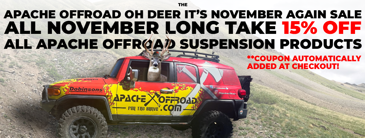 15% OFF ALL APACHE OFFROAD SUSPENSION PRODUCTS